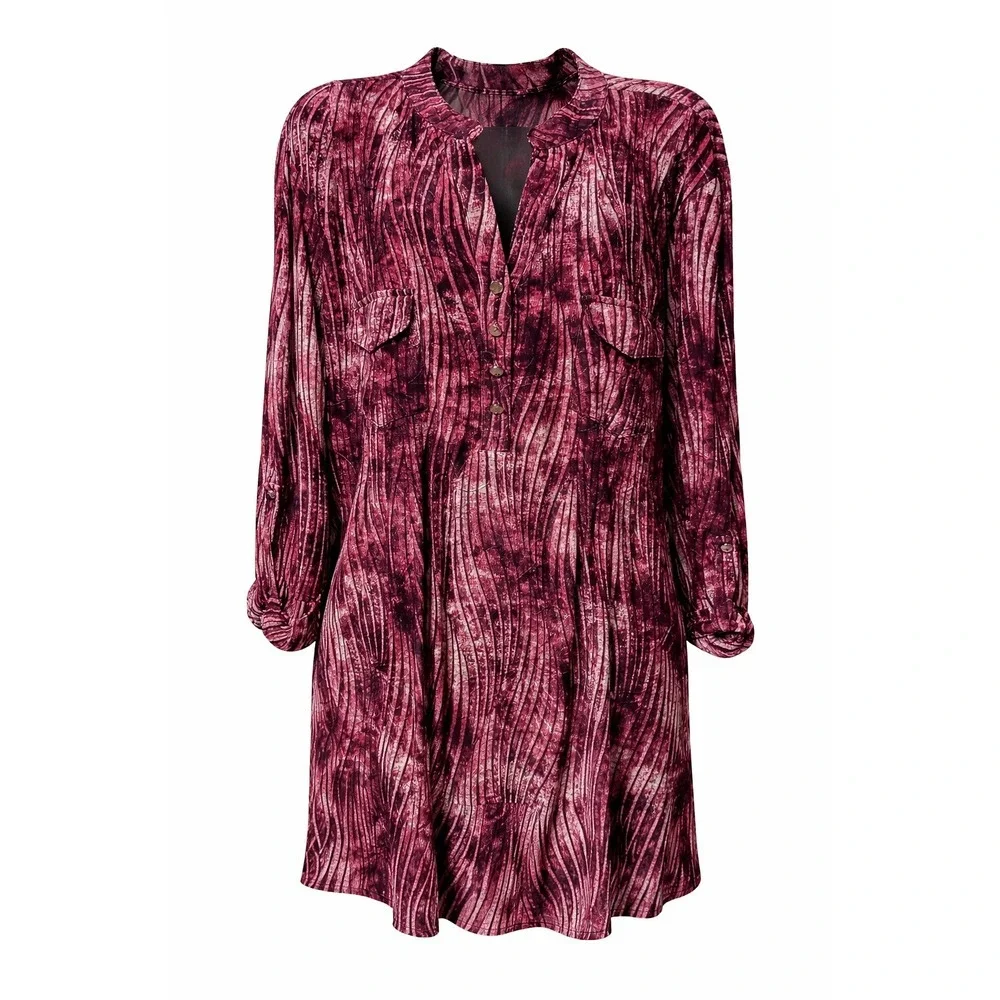 Michael Kors/Verarose Womens Plus 2XL Tunic Houndstooth & Marbled Print Tops - Picture 2 of 9